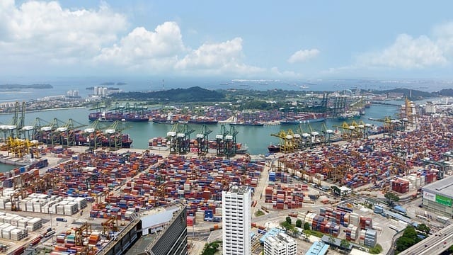 Puerto aduanero lleno de contenedores