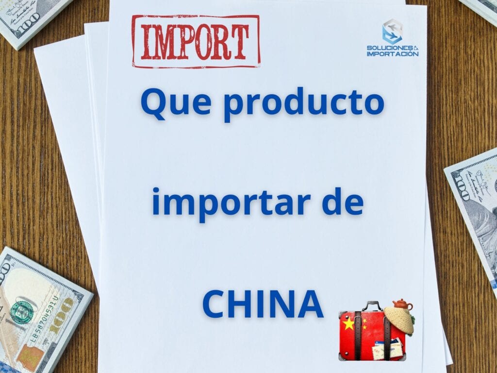 se ven una hojas con un sello con la palabra import y se lee el texto que producto importar de China y al rededor de la hoja se ven dólares